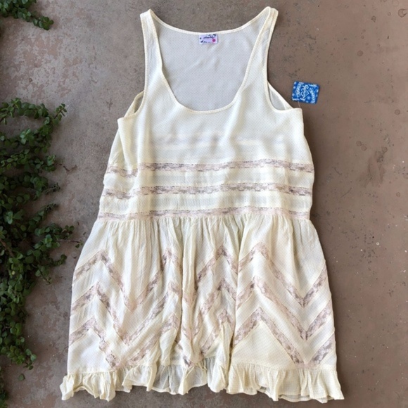 Free People Dresses & Skirts - Free People Yellow Polka Dot Trapeze Slip Dress